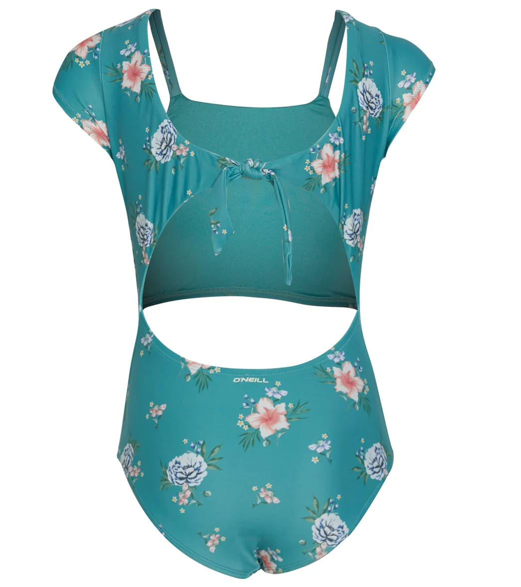 O'Neill Girls' Chan Floral Short Sleeve Tie Back One Piece Swimsuit (Little Kid, Big Kid) - Image 2