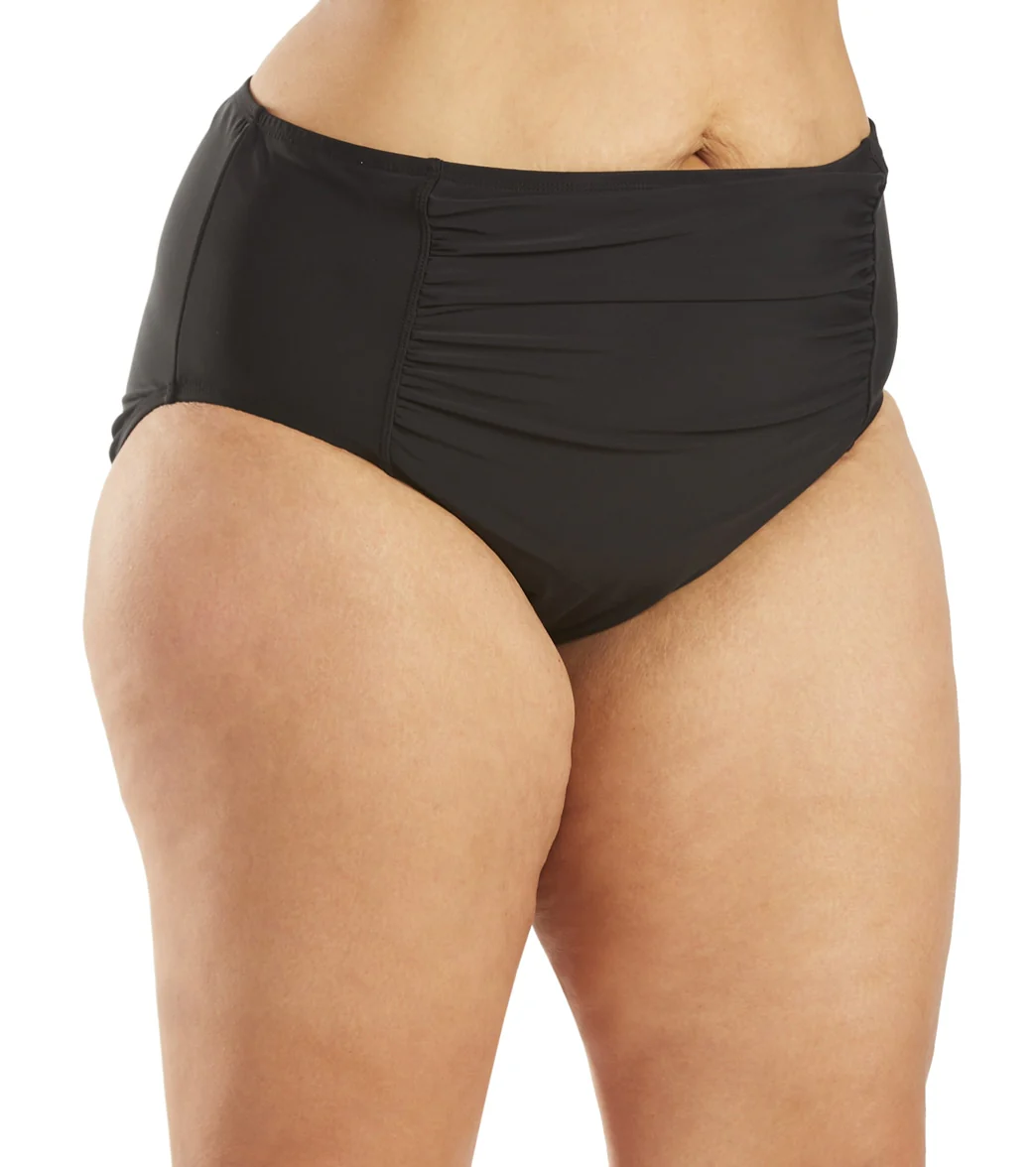 Penbrooke Plus Size Solid Shirred Front Bikini Bottom - Image 2