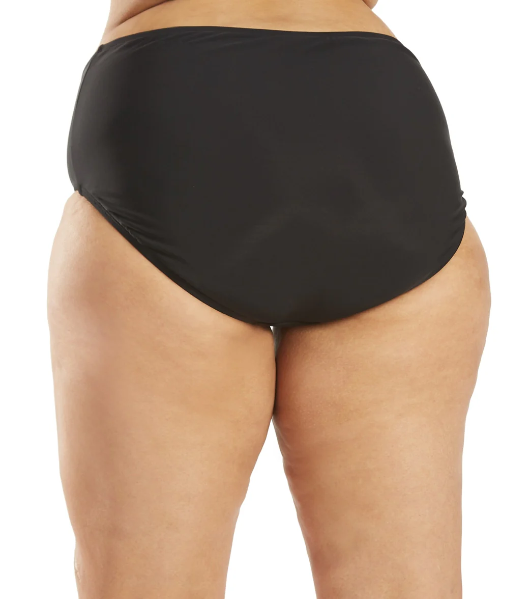 Penbrooke Plus Size Solid Shirred Front Bikini Bottom - Image 3