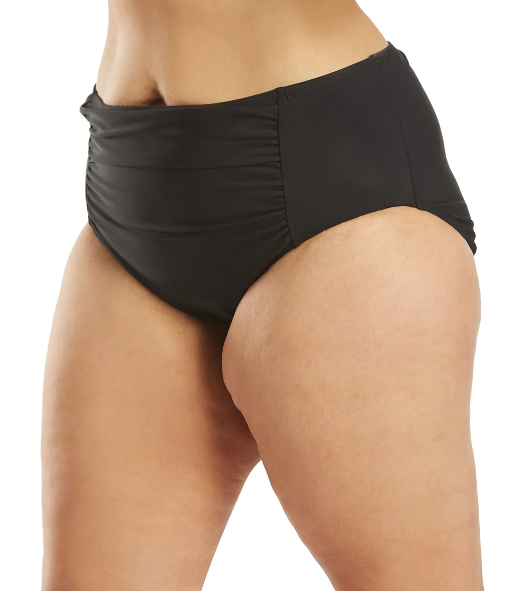 Penbrooke Plus Size Solid Shirred Front Bikini Bottom - Image 5