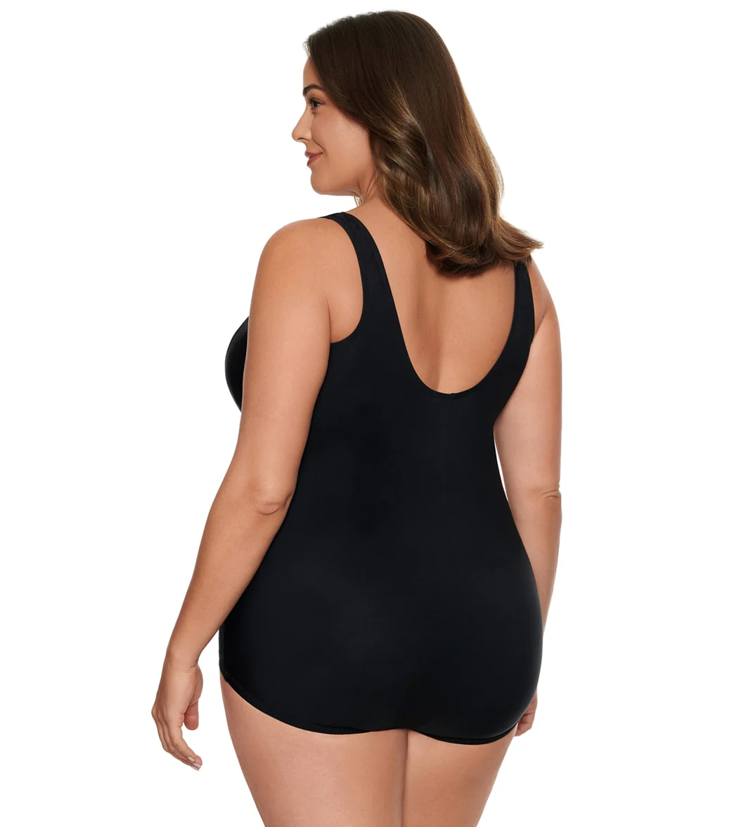 Penbrooke Women's Plus Size Fantasy Fern Insert Girl Leg One Piece Swimsuit - Image 2