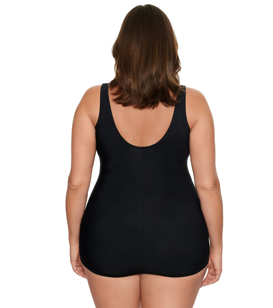 Penbrooke Women's Plus Size Fantasy Fern Insert Girl Leg One Piece Swimsuit - Image 3