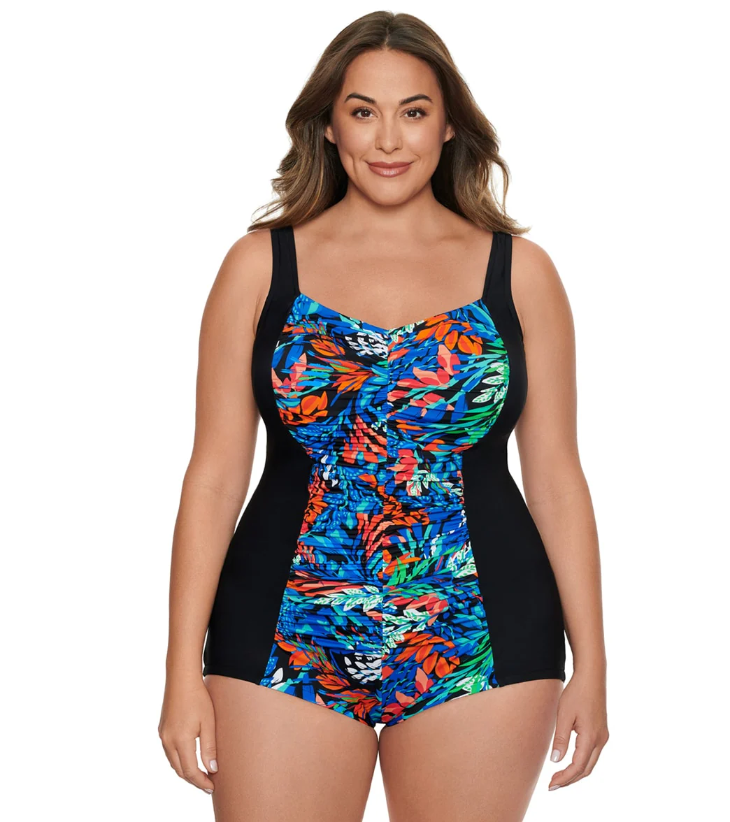 Penbrooke Women's Plus Size Fantasy Fern Insert Girl Leg One Piece Swimsuit - Image 5