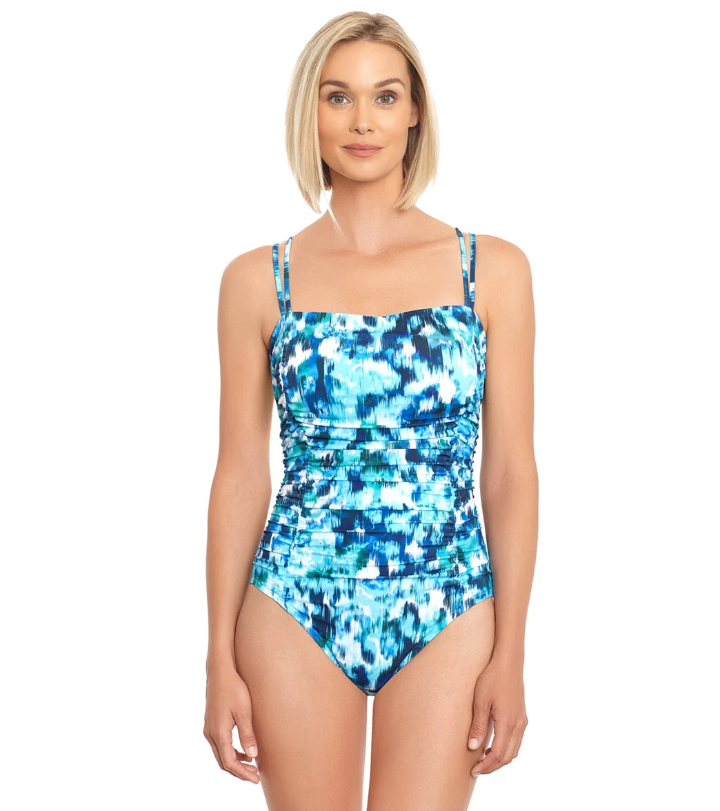Penbrooke Women's Rain Dance Shirred Double Strap One Piece Swimsuit - Image 8