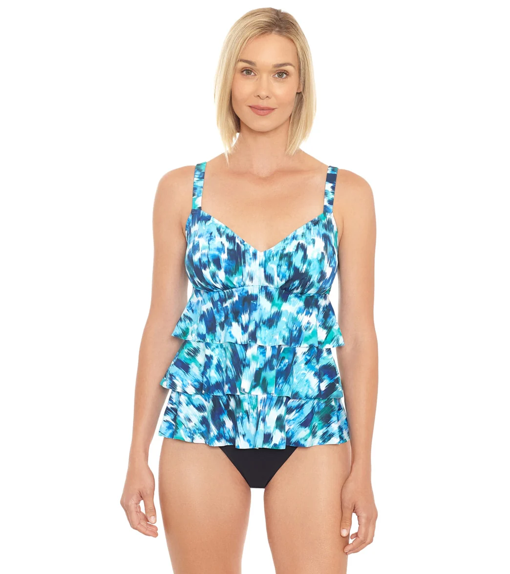 Penbrooke Women's Rain Dance Triple Tier Tankini Top