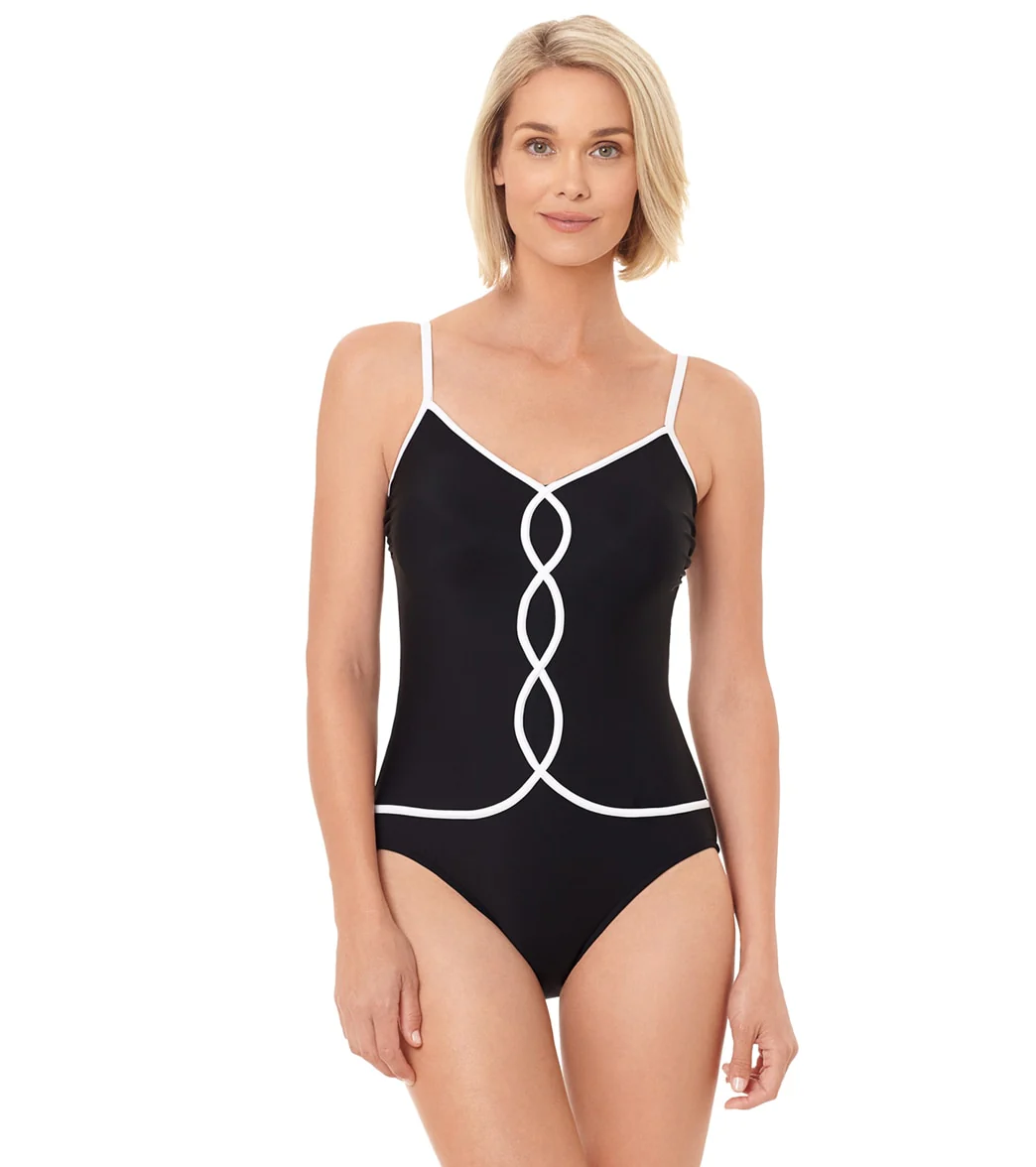 Penbrooke Women's Solid Colorblock One Piece Swimsuit - Image 7