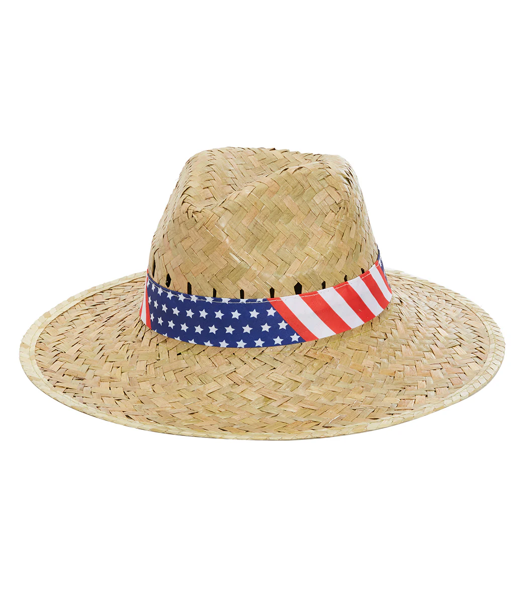 Peter Grimm Americana Lifeguard Safari Straw  4.25" Brim Sun Hat