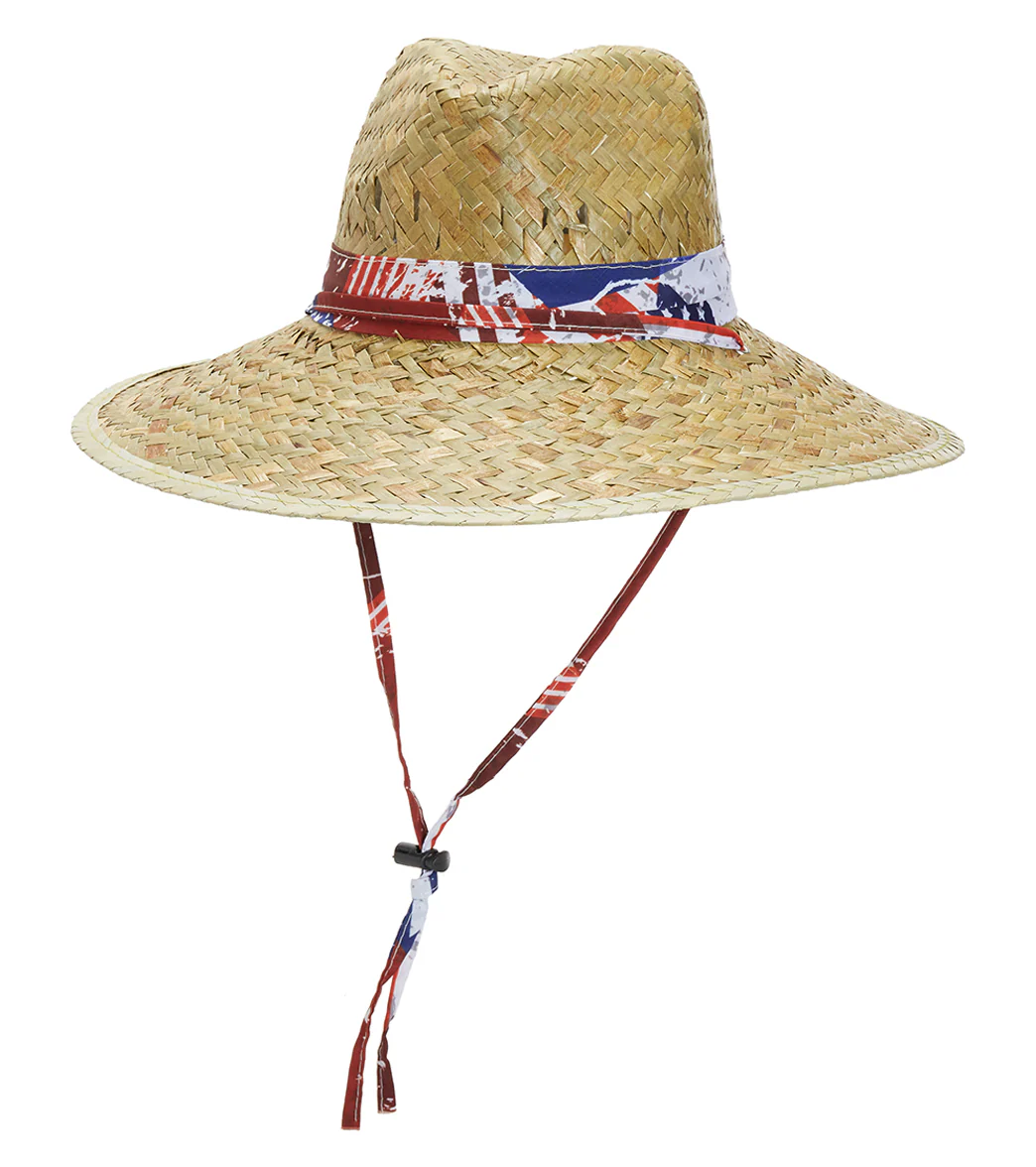 Peter Grimm Americana Straw Patriotic Lifeguard Straw 4.5" Brim Sun Hat - Image 4
