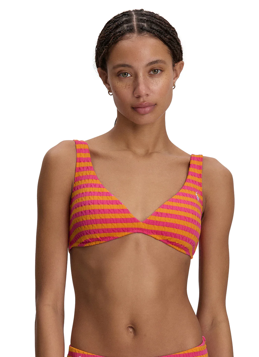 Polo Ralph Lauren Women's Cable Stripe V Neck Hook Back Bikini Top - Image 3