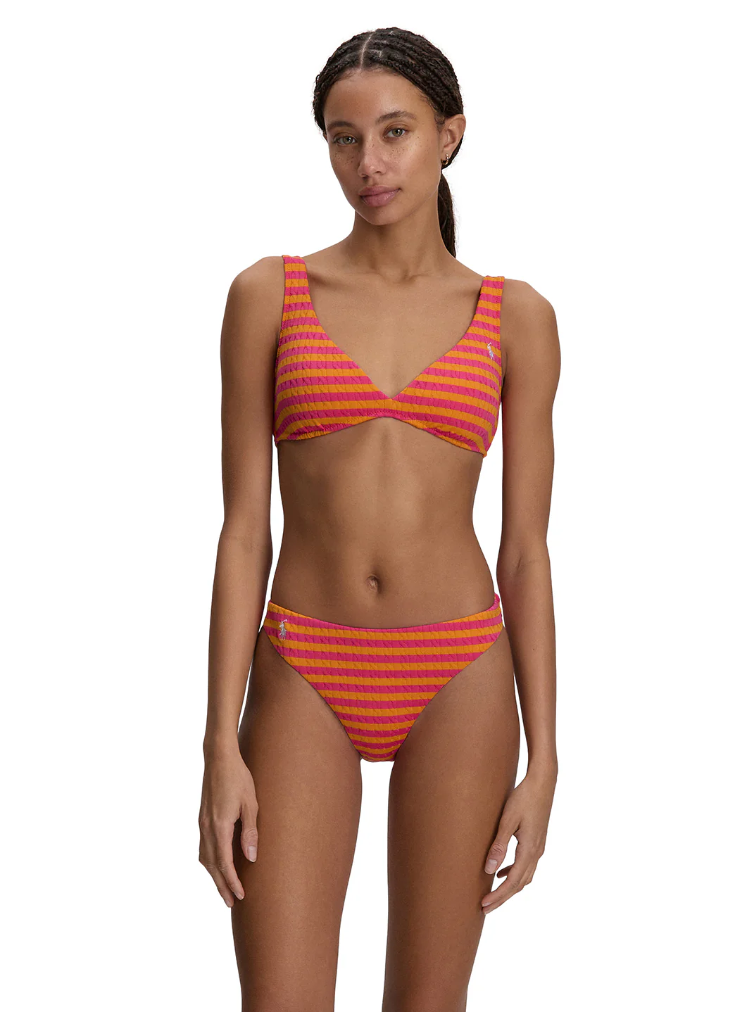 Polo Ralph Lauren Women's Cable Stripe V Neck Hook Back Bikini Top - Image 6