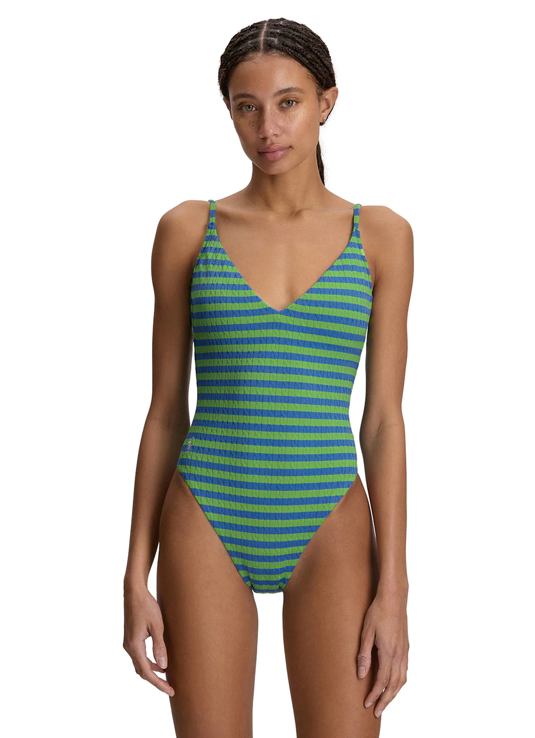 Polo Ralph Lauren Women's Cable Stripe V Neck One Piece Swimsuit - Image 9