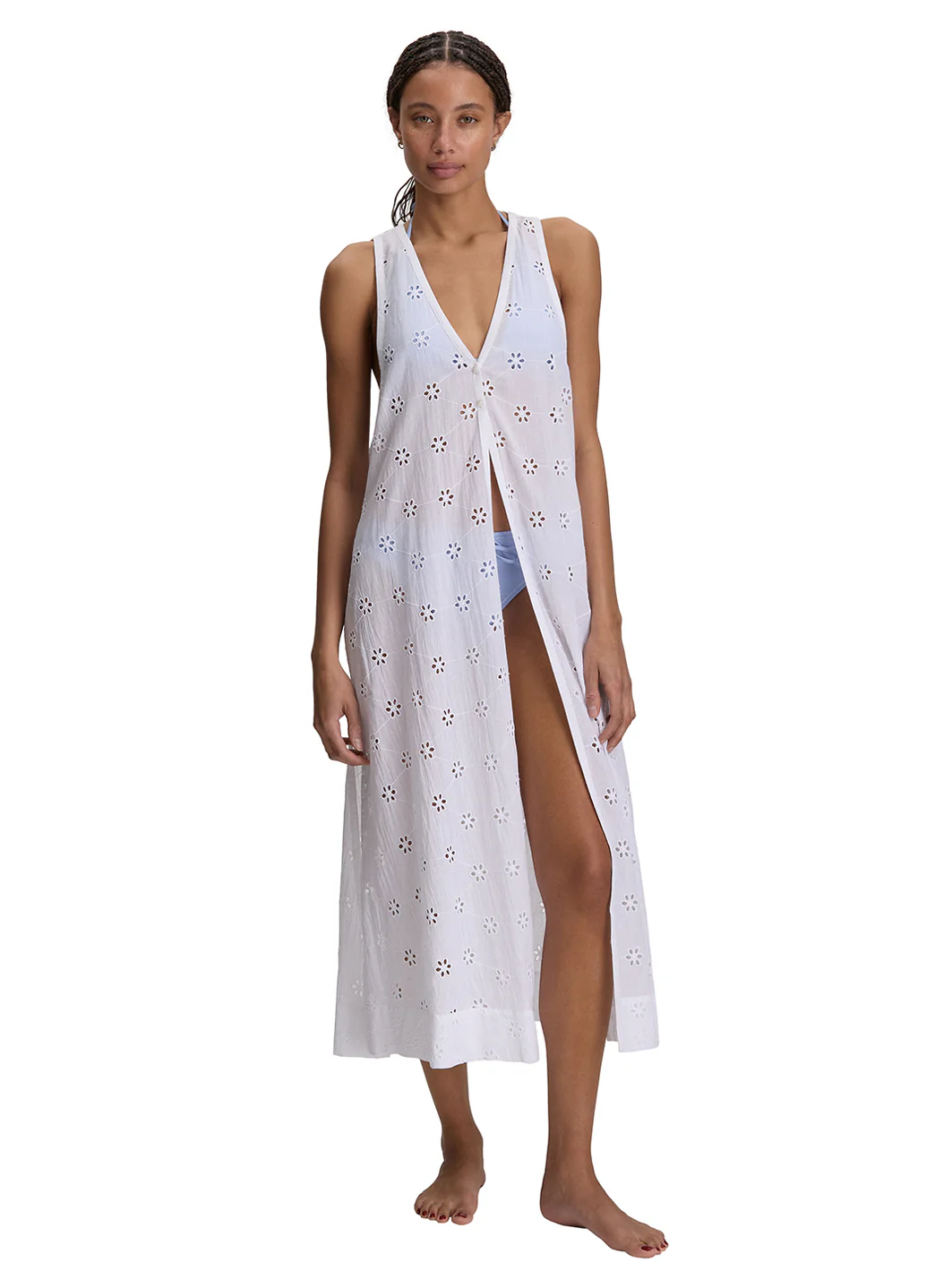 Polo Ralph Lauren Women's Eyelet Covers Button Front Maxi Cover Up Dress - Image 2