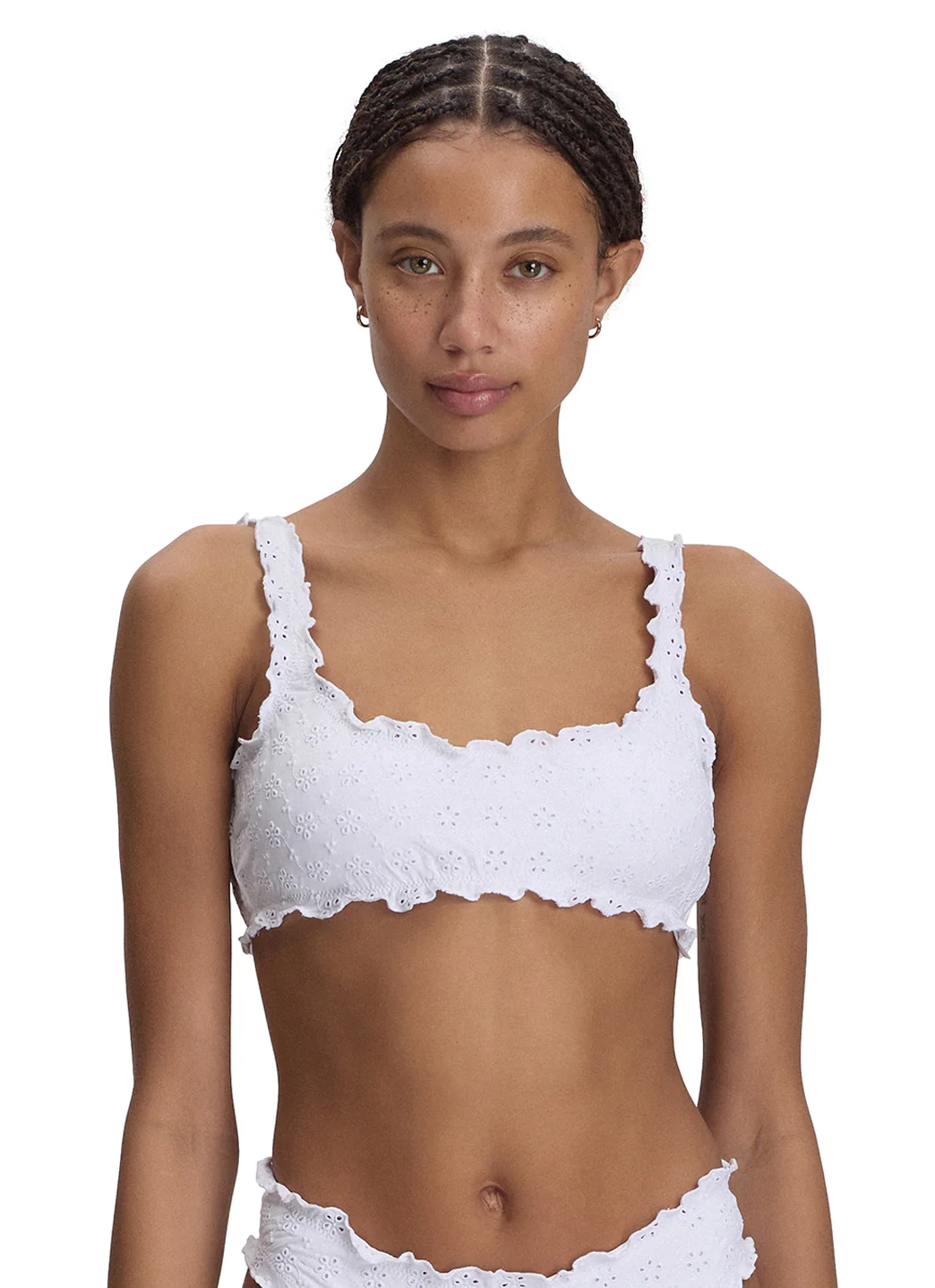 Polo Ralph Lauren Women's Eyelet Ruffle Kennedy Bralette Bikini Top