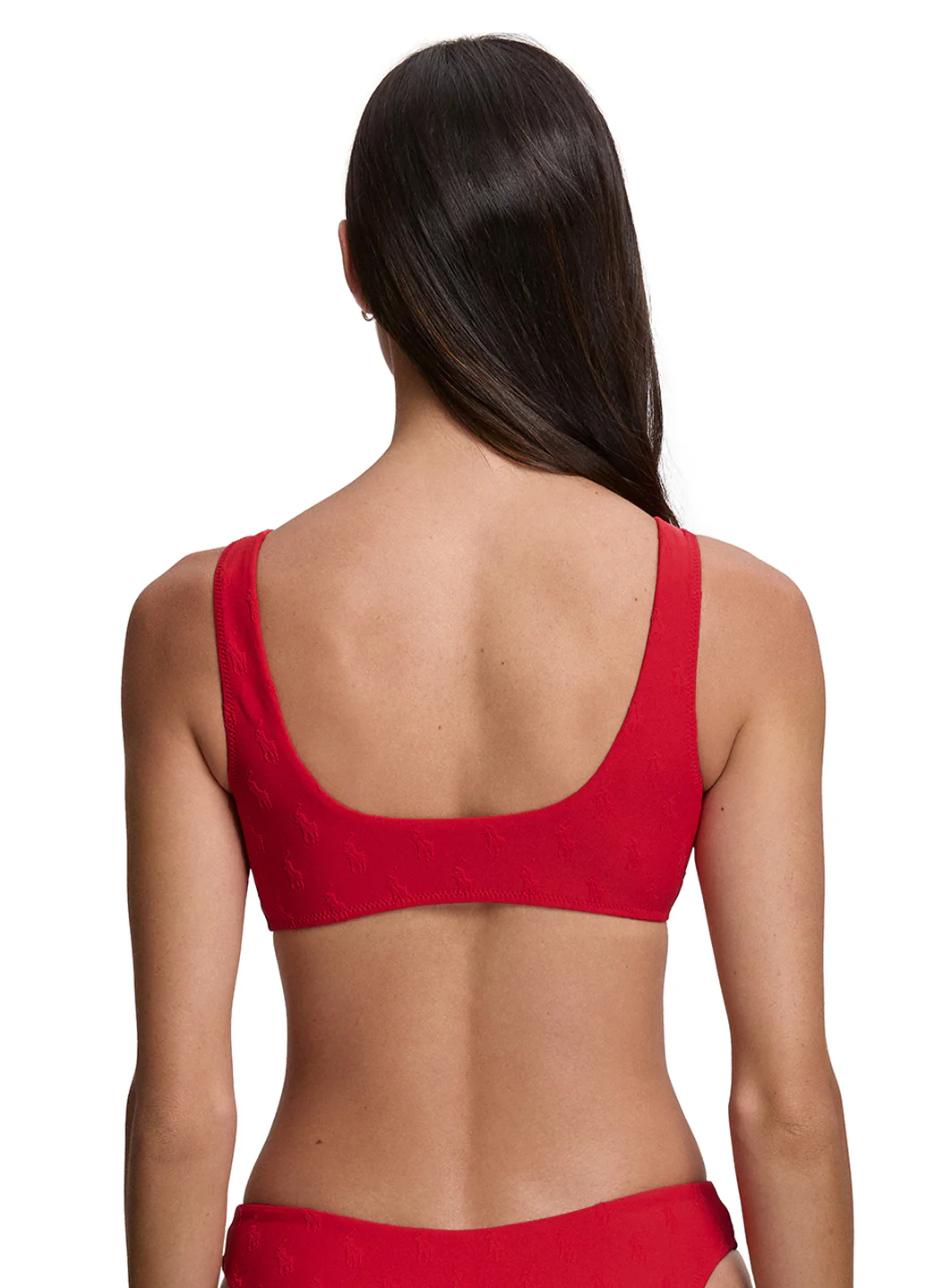 Polo Ralph Lauren Women's Logo Jacquard Deep Scoop Bralette Bikini Top - Image 12
