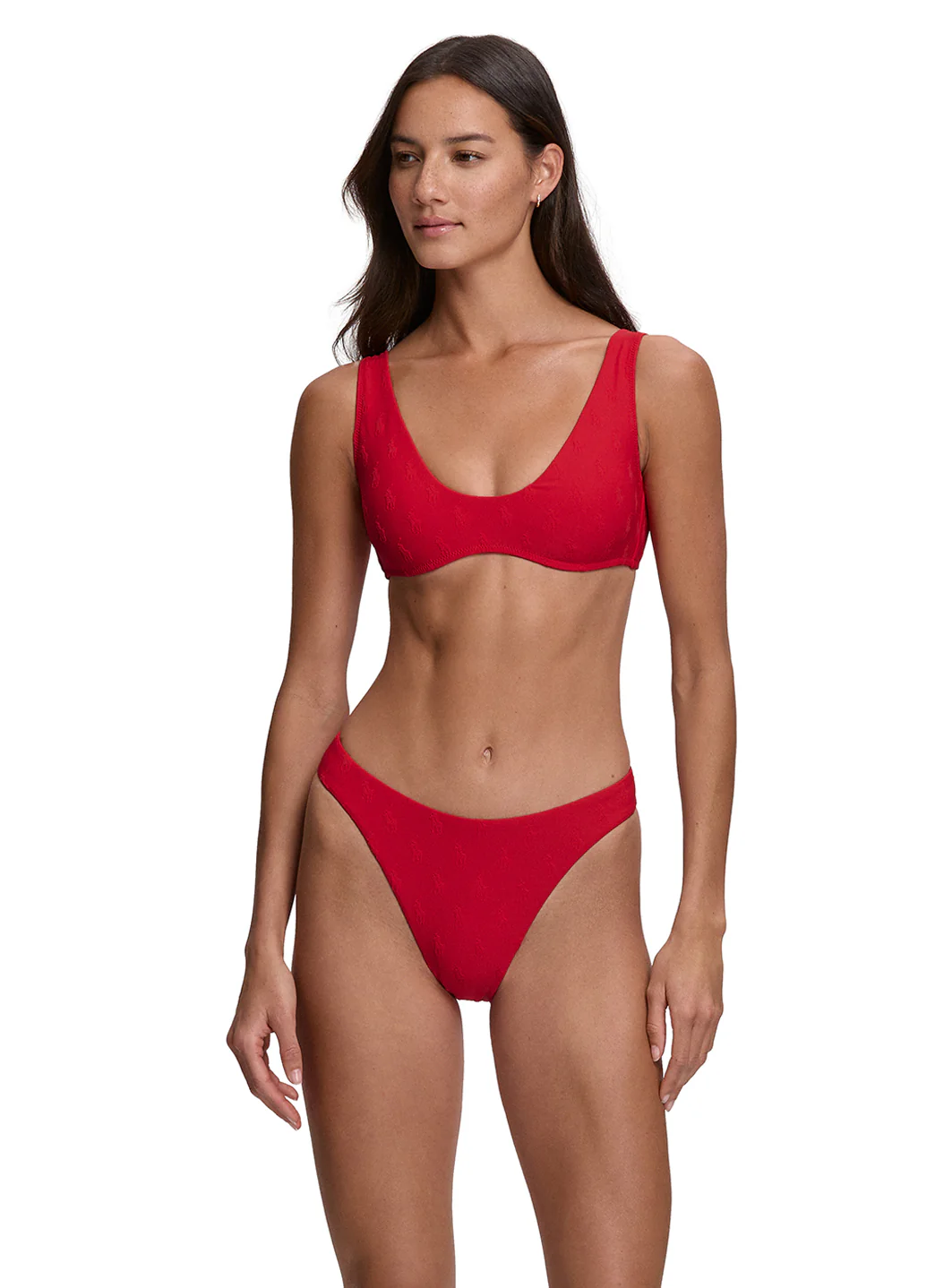 Polo Ralph Lauren Women's Logo Jacquard Deep Scoop Bralette Bikini Top - Image 13
