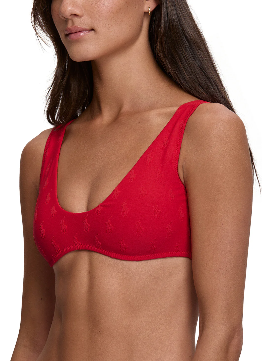 Polo Ralph Lauren Women's Logo Jacquard Deep Scoop Bralette Bikini Top - Image 14