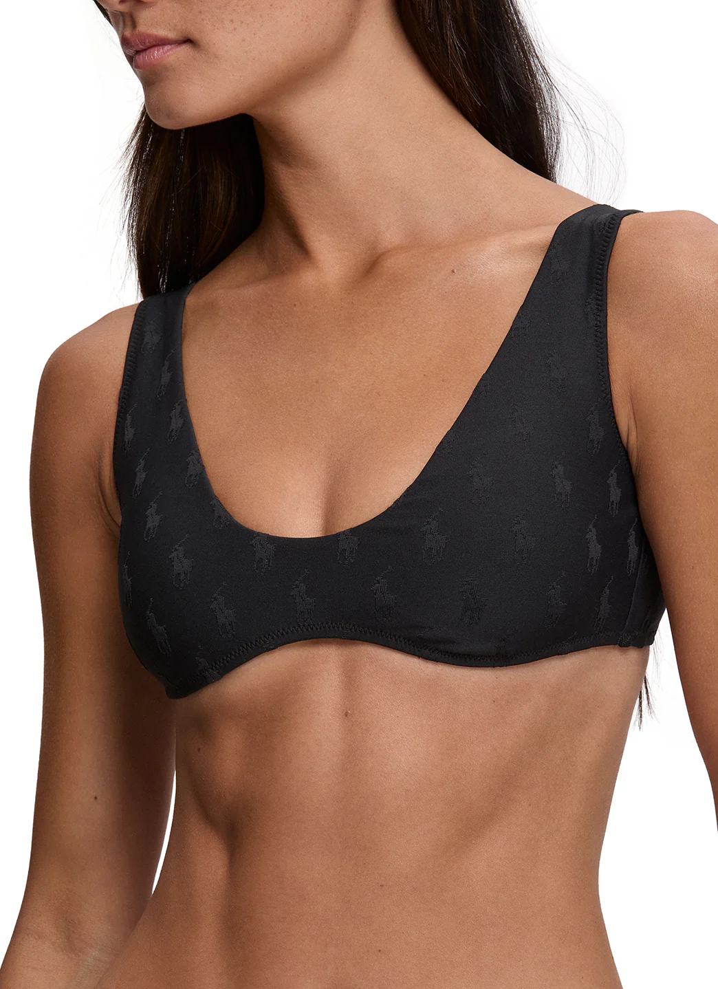 Polo Ralph Lauren Women's Logo Jacquard Deep Scoop Bralette Bikini Top - Image 7