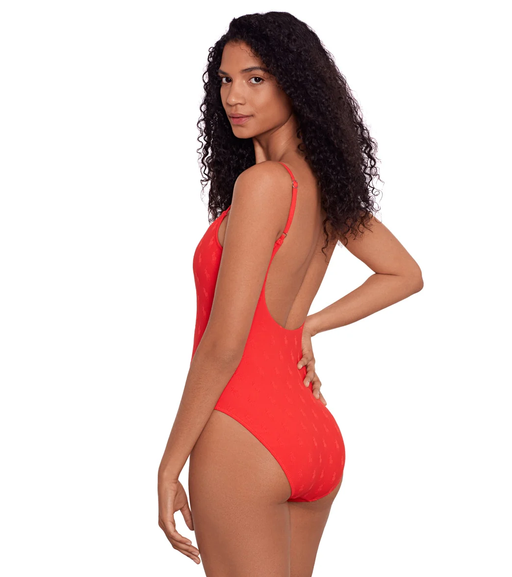 Polo Ralph Lauren Women's Logo Jacquard Kennedy One Piece Swimsuit - Image 2