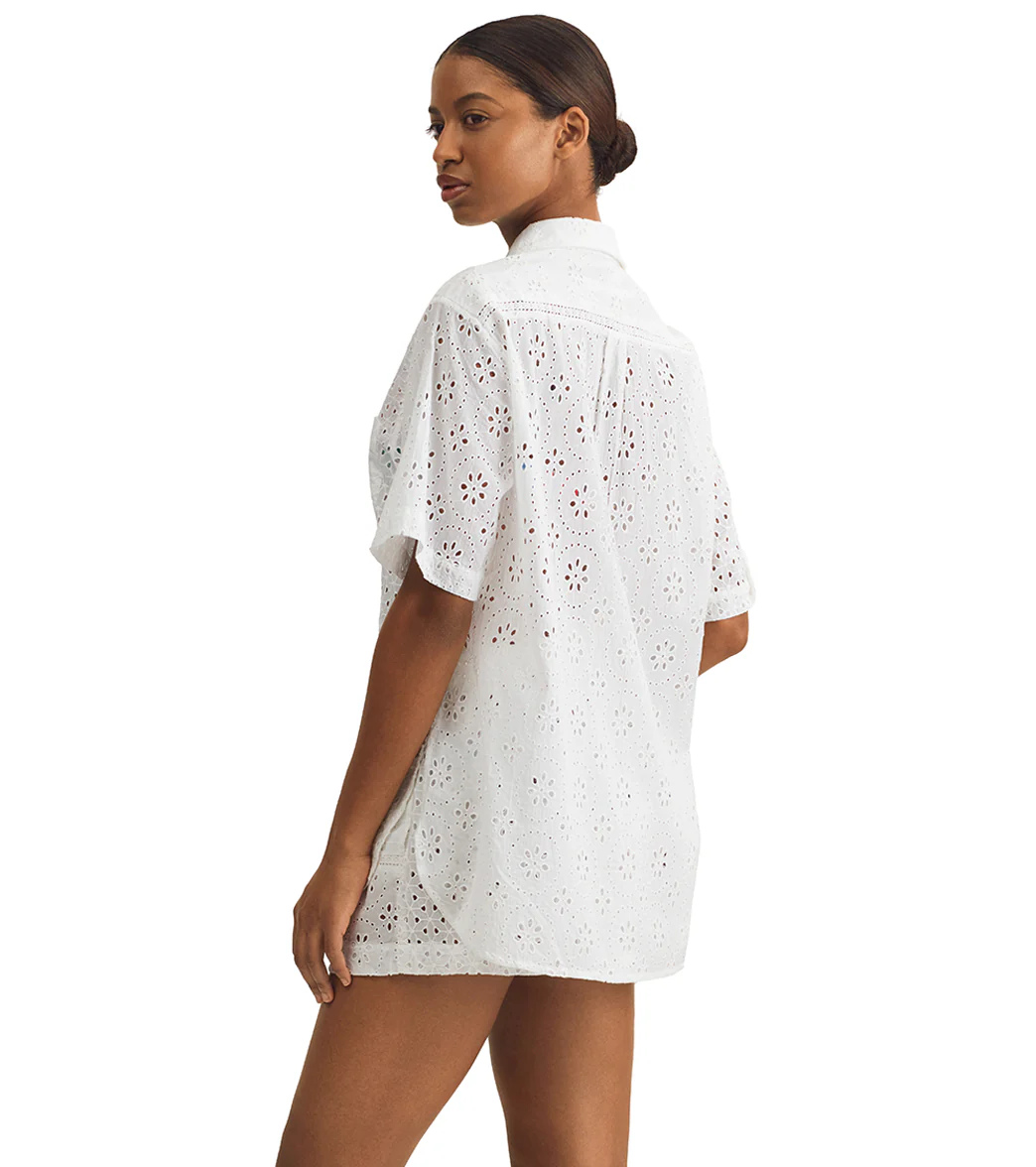 Polo Ralph Lauren Women's Patchwork Short Sleeve & Short Cotton Eyelet Set - Image 2