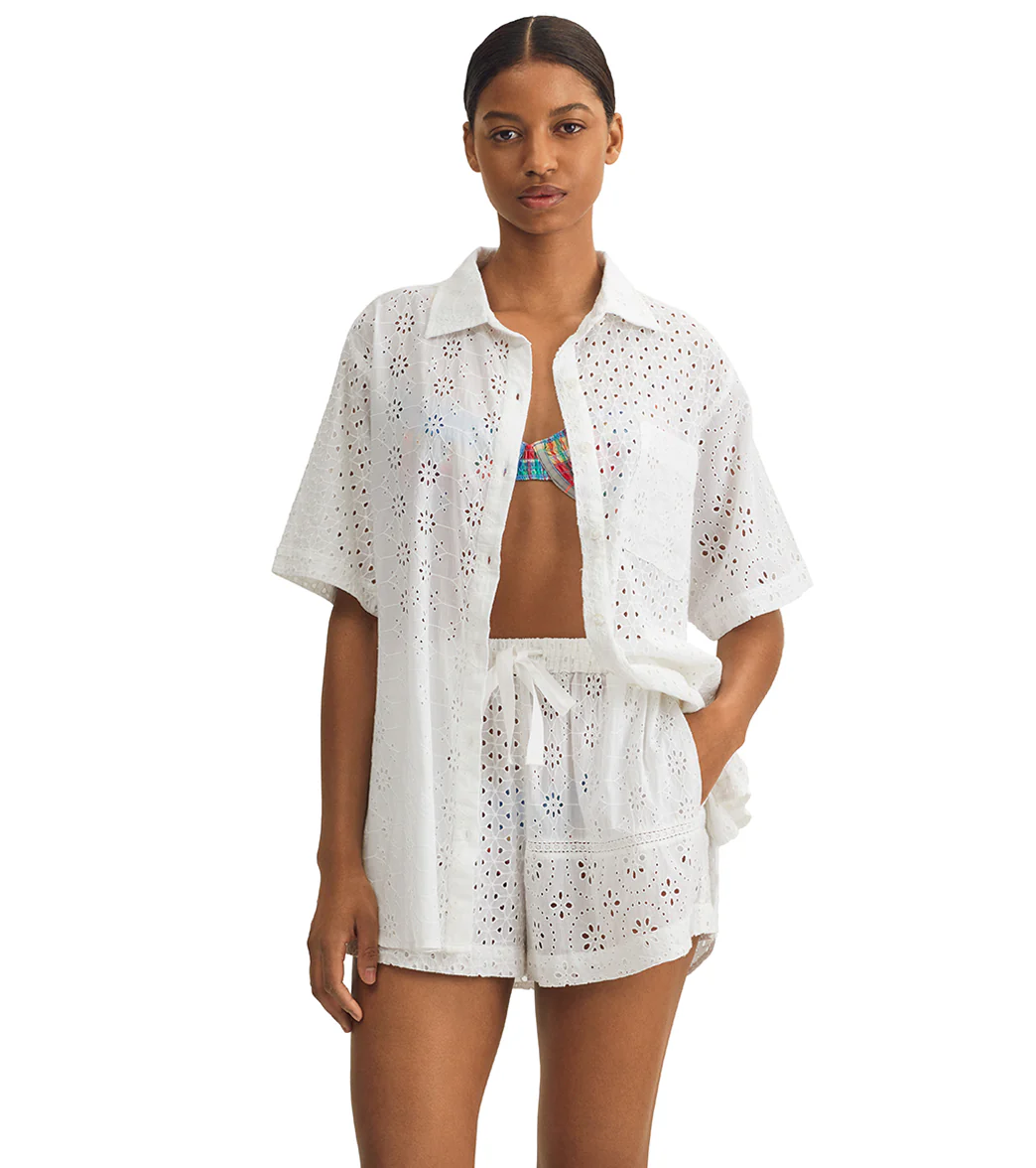 Polo Ralph Lauren Women's Patchwork Short Sleeve & Short Cotton Eyelet Set - Image 5