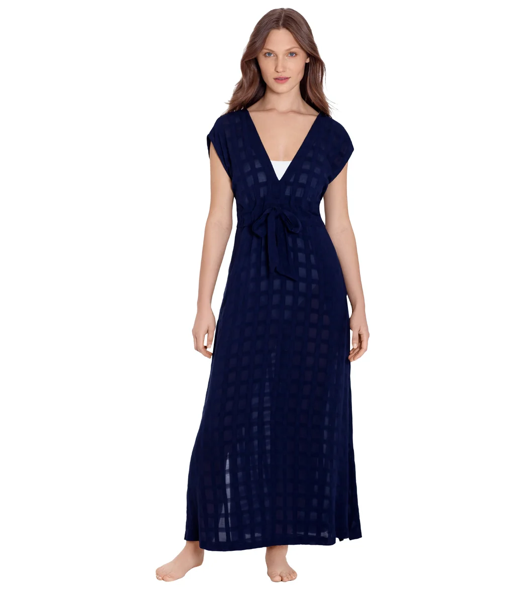 Polo Ralph Lauren Women's Plaid Beachwear Plunge Maxi Dress