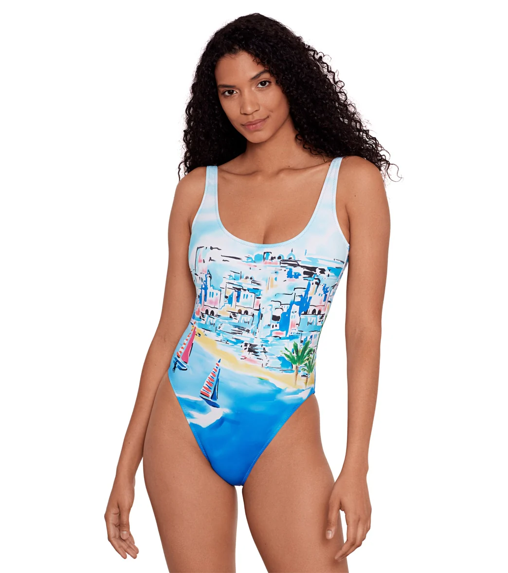 Polo Ralph Lauren Women's Riveria Scenic  Scoop Tank One Piece Swimsuit - Image 5