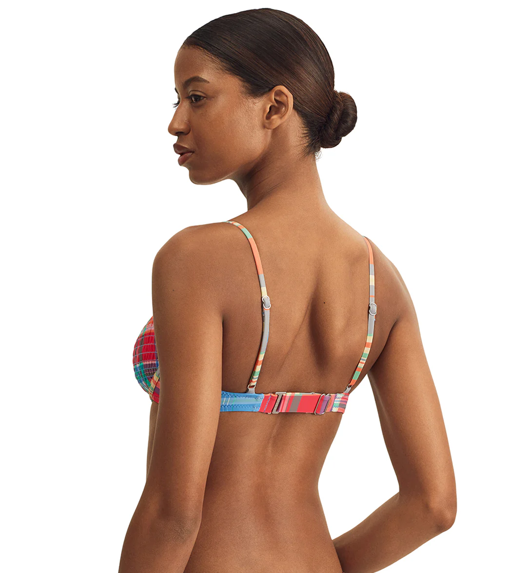 Polo Ralph Lauren Women's Smocked Madras Balconette Printed Jersey Bikini Top - Image 2