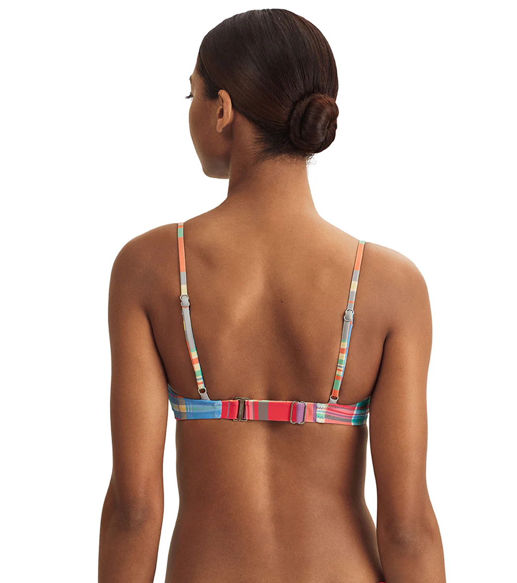 Polo Ralph Lauren Women's Smocked Madras Balconette Printed Jersey Bikini Top - Image 3