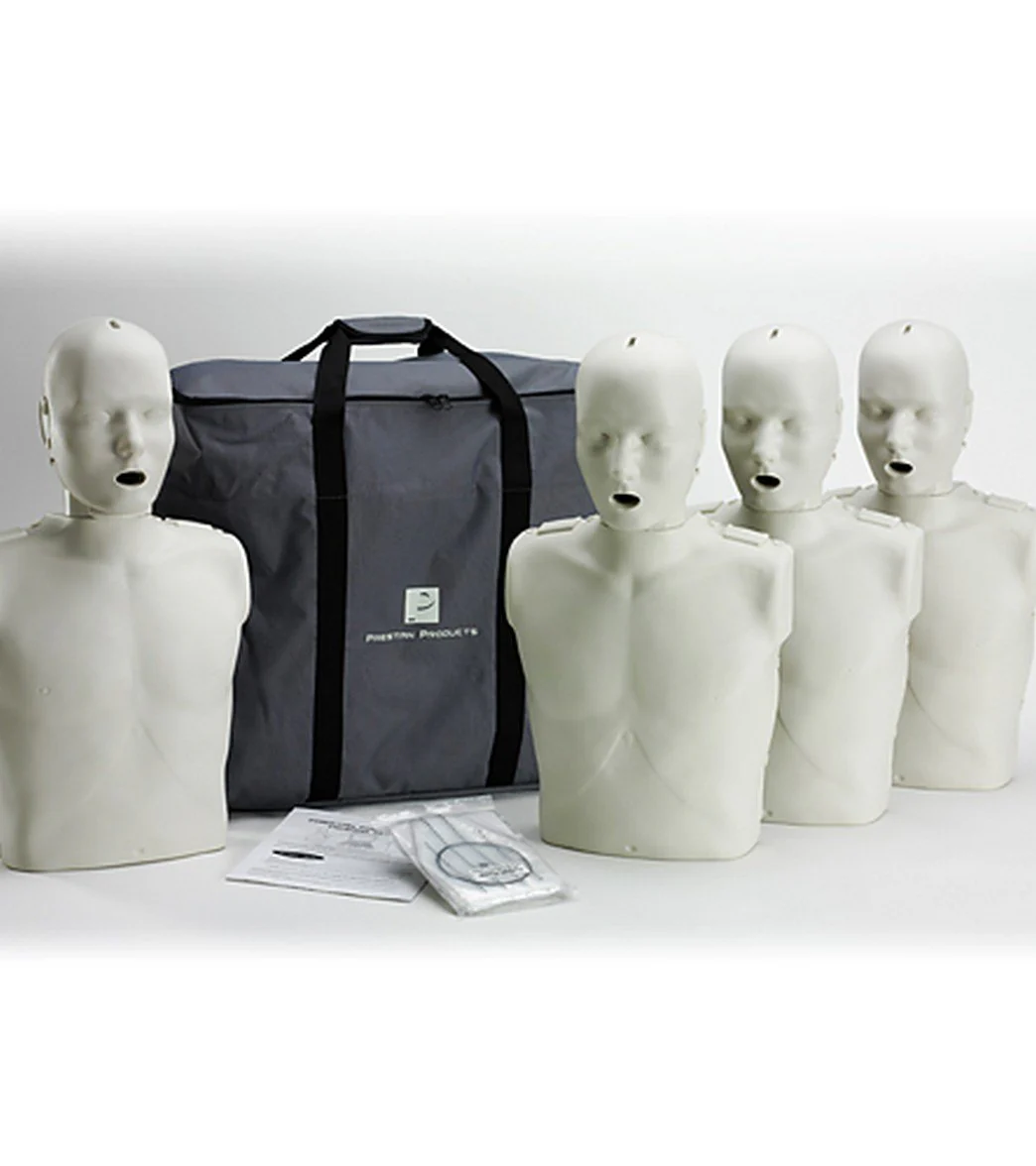 Prestan Professional Adult CPR-AED Training Manikins w/CPR Monitor 4 Pack & Kit