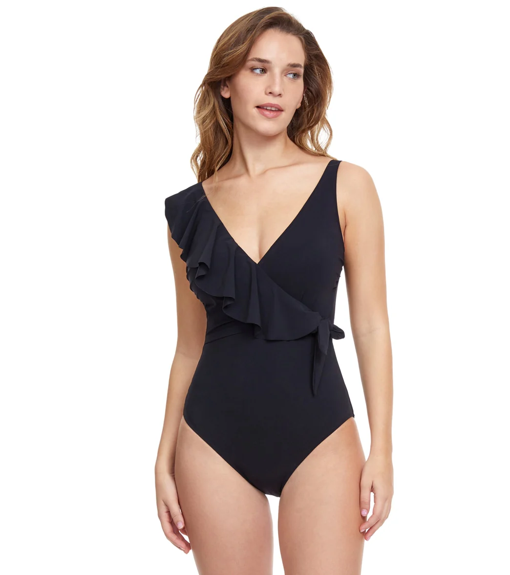 Profile by Gottex Women's Tutti Frutti Ruffle Surplice Tie Side One Piece Swimsuit - Image 11