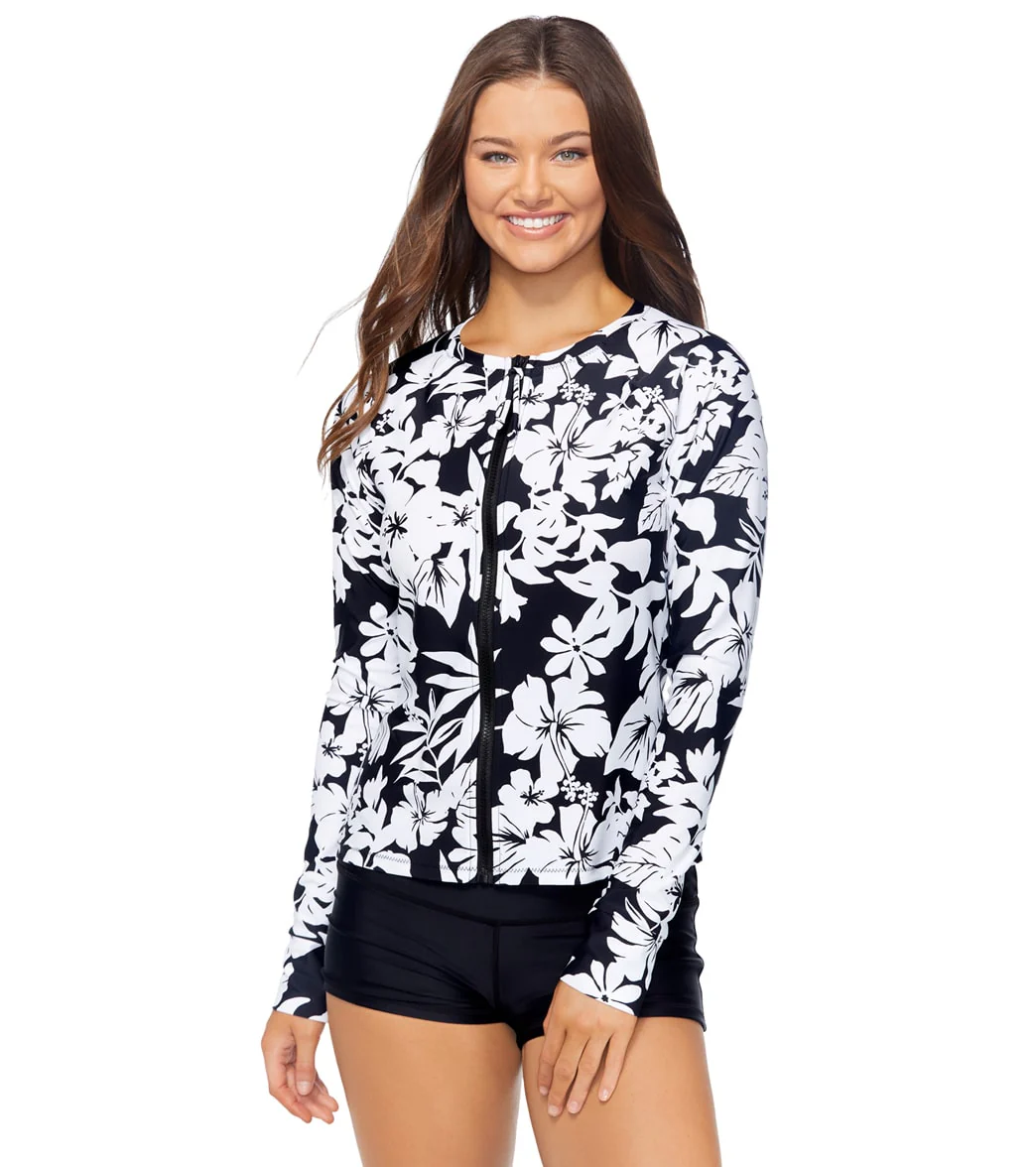 Raisins Women's Aloha Beach Front Zip Long Sleeve UPF 50 Rash Guard - Image 2