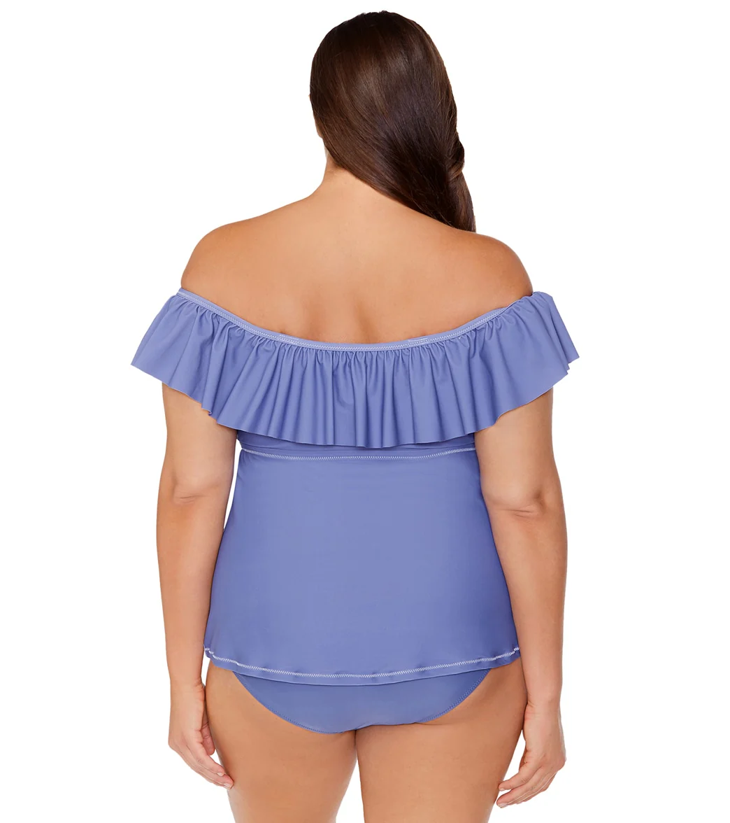 Raisins Women's Atlantic Solids Tortuga Plus Size Tankini Top - Image 4