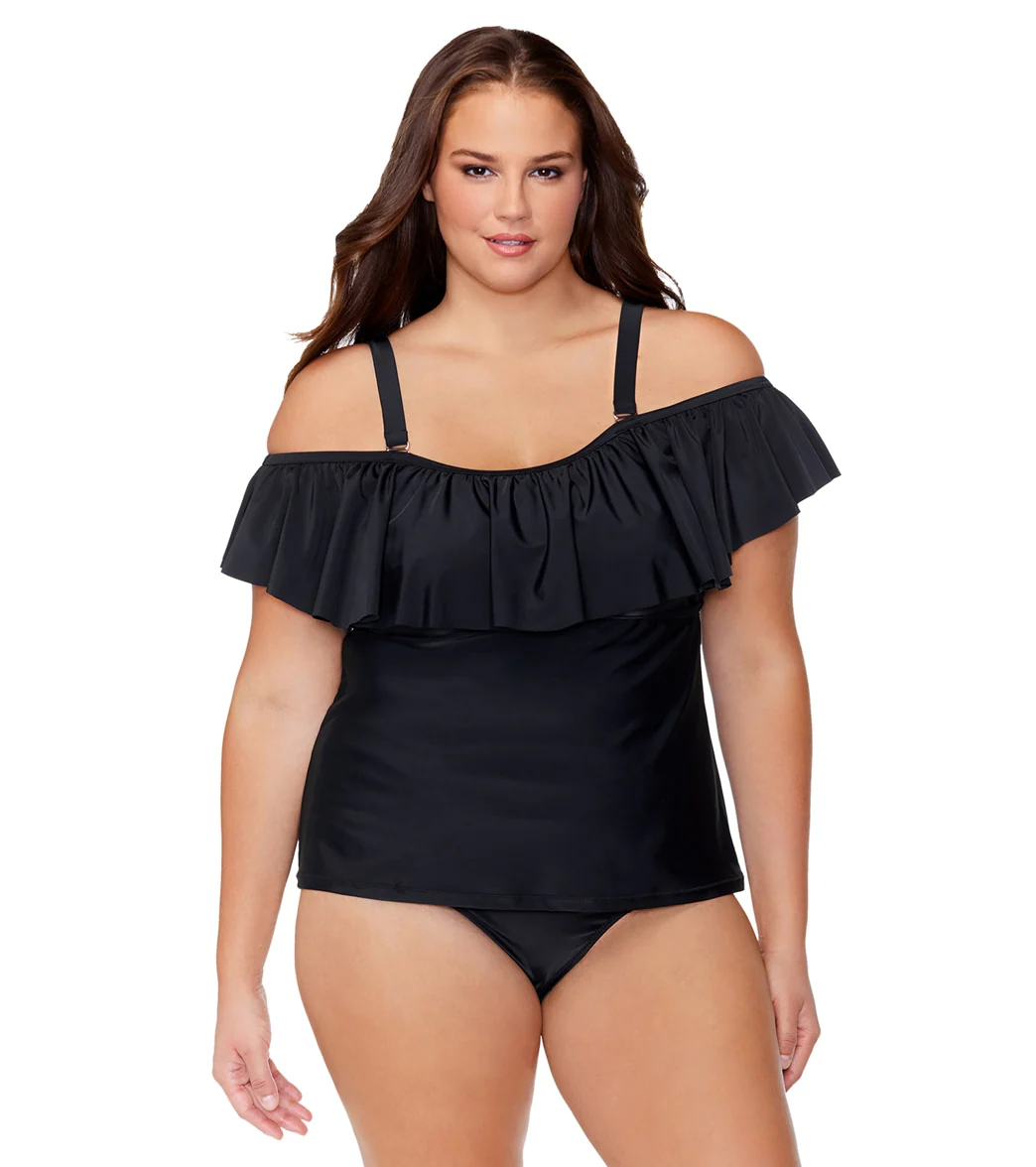 Raisins Women's Atlantic Solids Tortuga Plus Size Tankini Top - Image 7
