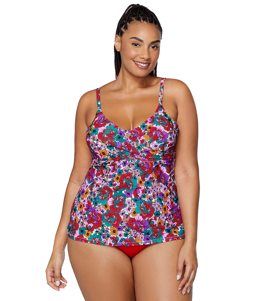 Raisins Women's Brilliant Bloom Aries Plus Size Underwire Tankini Top - Image 5