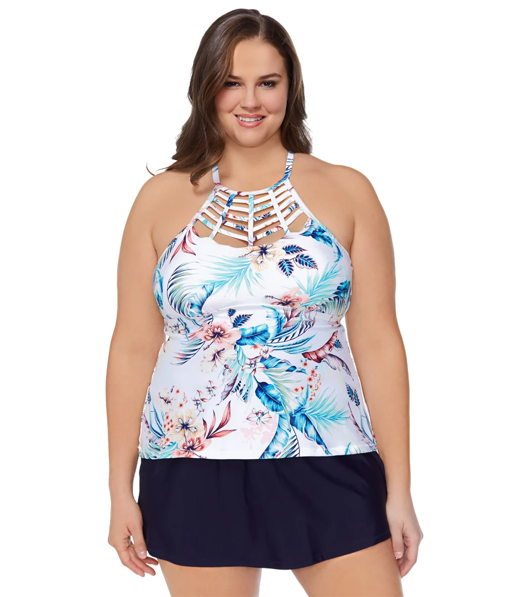 Raisins Women's Plus Size  Hideaway Boa Tankini Top - Image 5