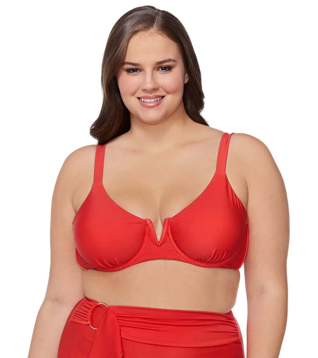 Raisins Women's Plus Size Indio Solids Byron Underwire Bikini Top