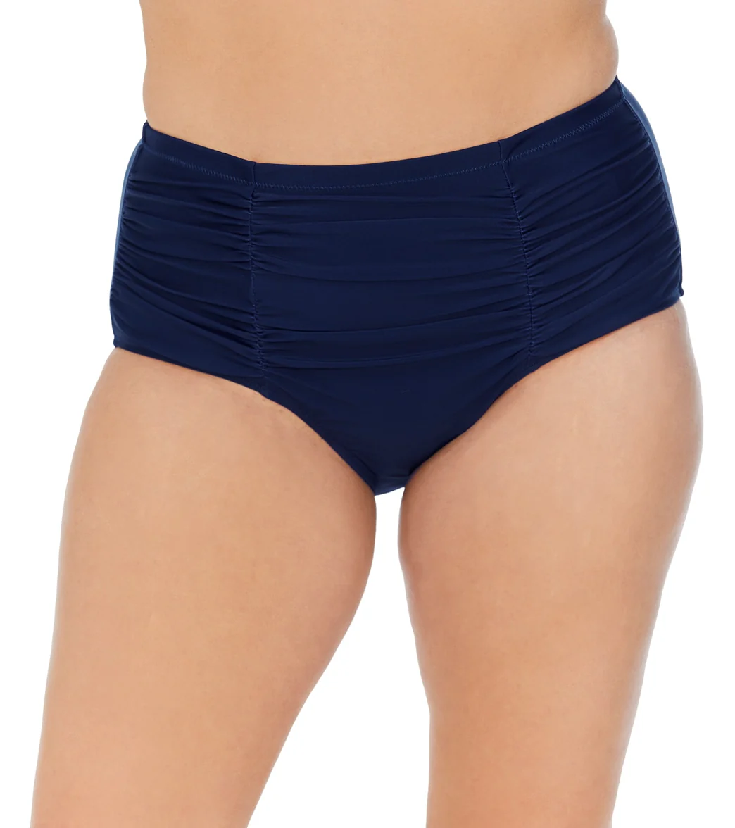Raisins Women's Plus Size Indio Solids Costa High Waisted Bikini Bottom