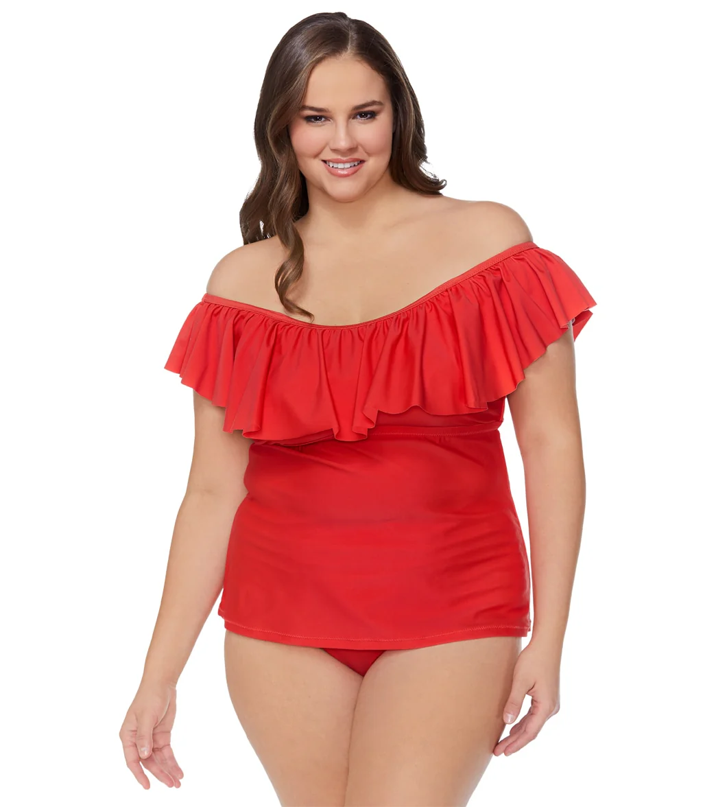 Raisins Women's Plus Size Indio Solids Tortuga Tankini Top - Image 7