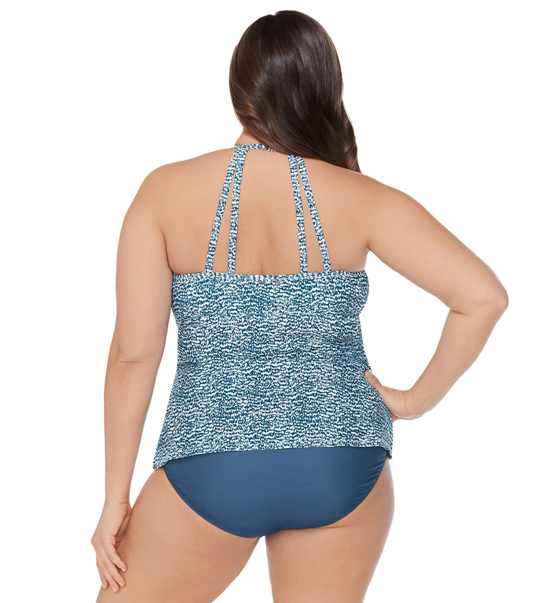 Raisins Women's Plus Size Palms Highway Boa Tankini Top - Image 2