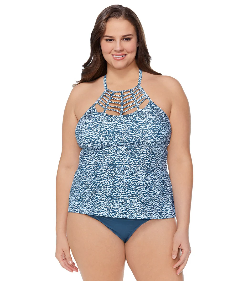 Raisins Women's Plus Size Palms Highway Boa Tankini Top - Image 4