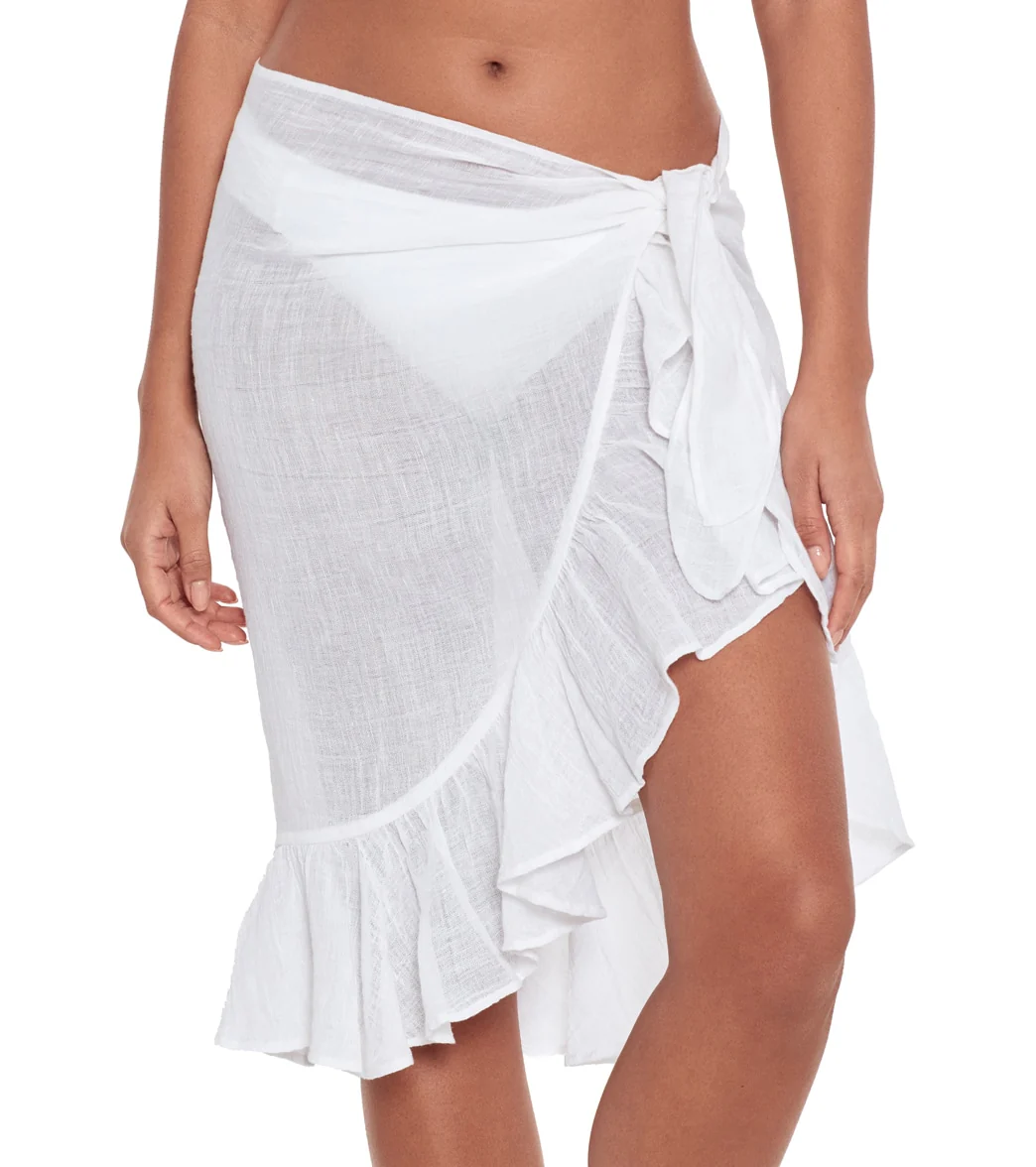 Ralph Lauren Women's Beach Club Solids Cotton Linen Ruffle Pareo - Image 11