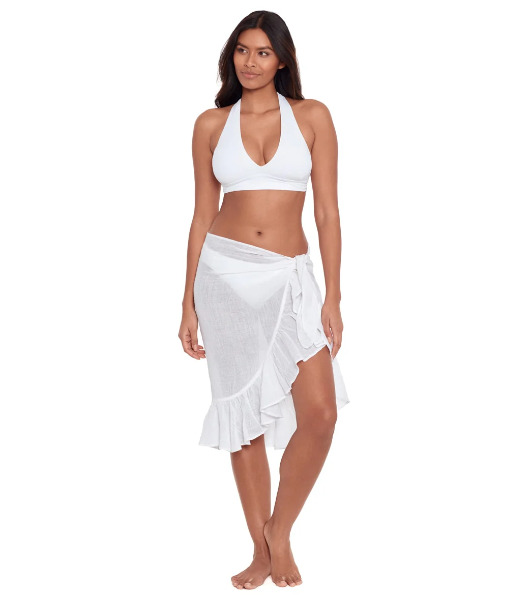 Ralph Lauren Women's Beach Club Solids Cotton Linen Ruffle Pareo - Image 9