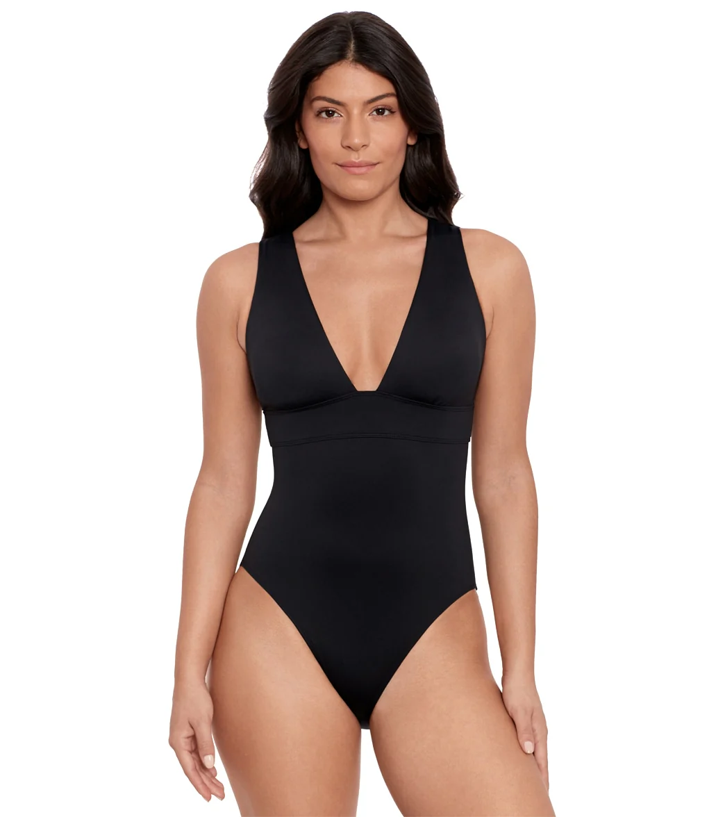 Ralph Lauren Women's Beach Club Solids Modern V-Neck One Piece Swimsuit - Image 10