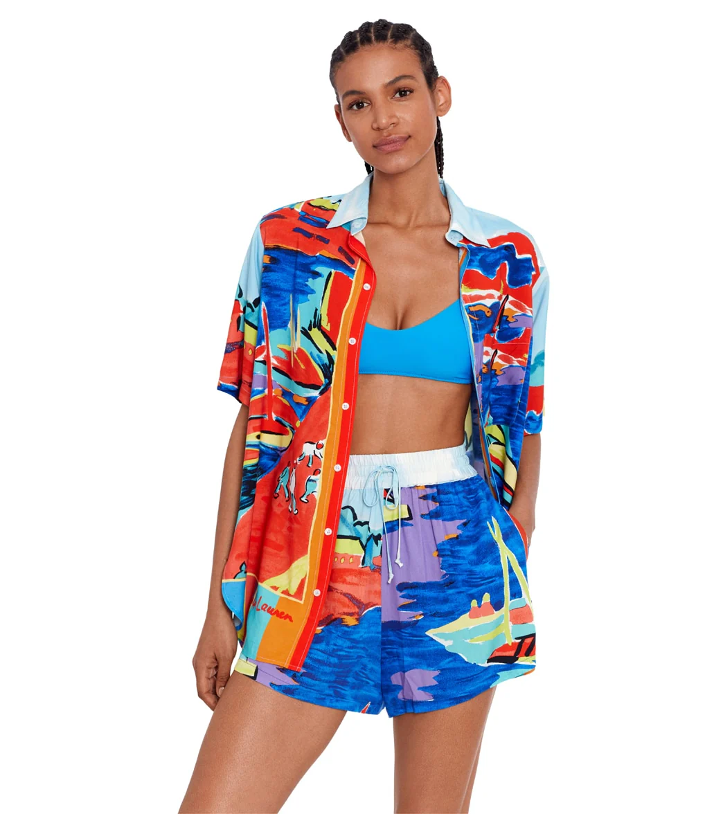 Ralph Lauren Women's Harbor Scenic Print Shirt and Short Set - Image 7