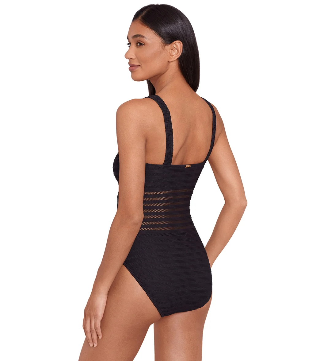 Ralph Lauren Women's Ottoman Mesh Square Neck One Piece Swimsuit - Image 3
