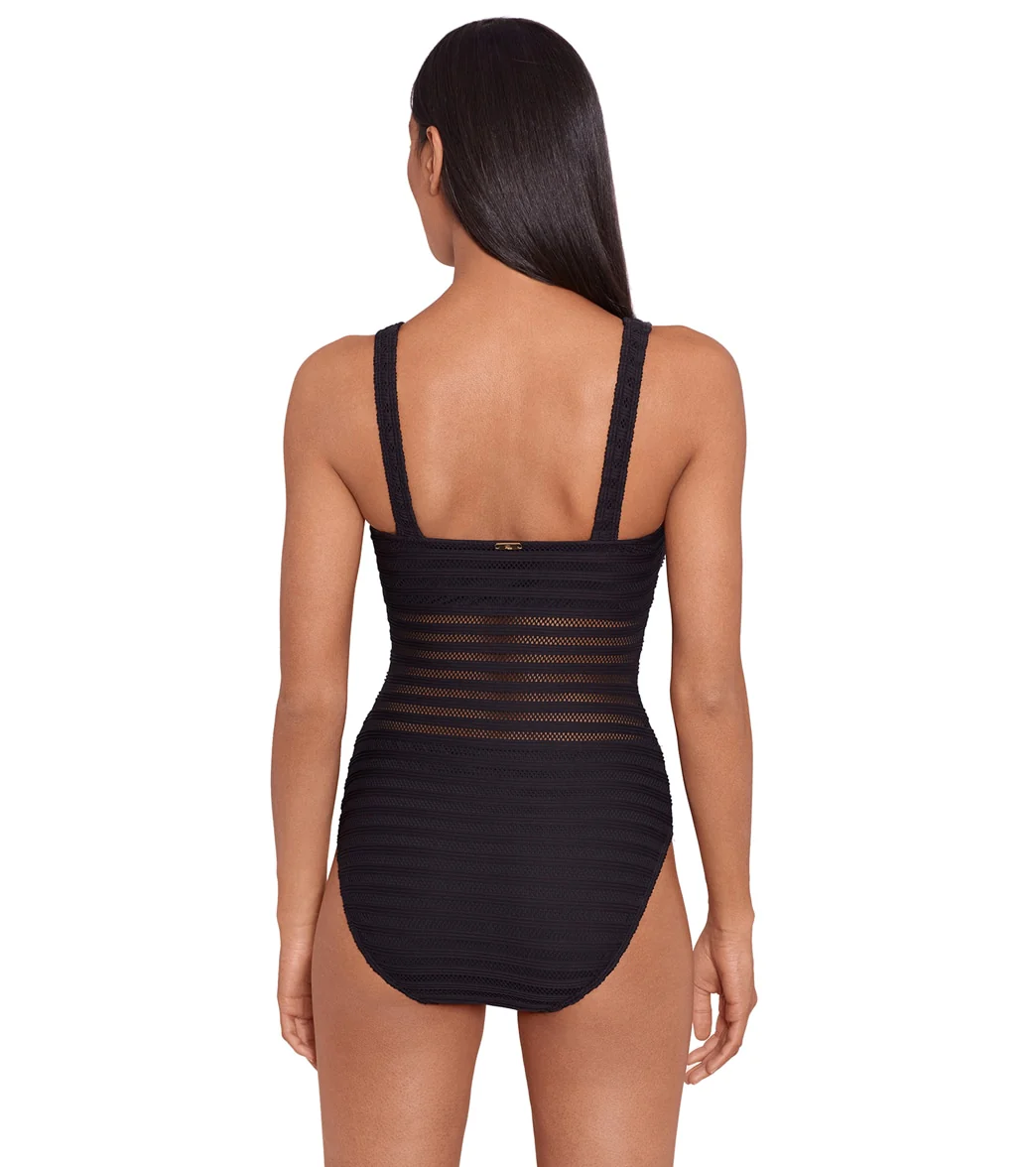 Ralph Lauren Women's Ottoman Mesh Square Neck One Piece Swimsuit - Image 4