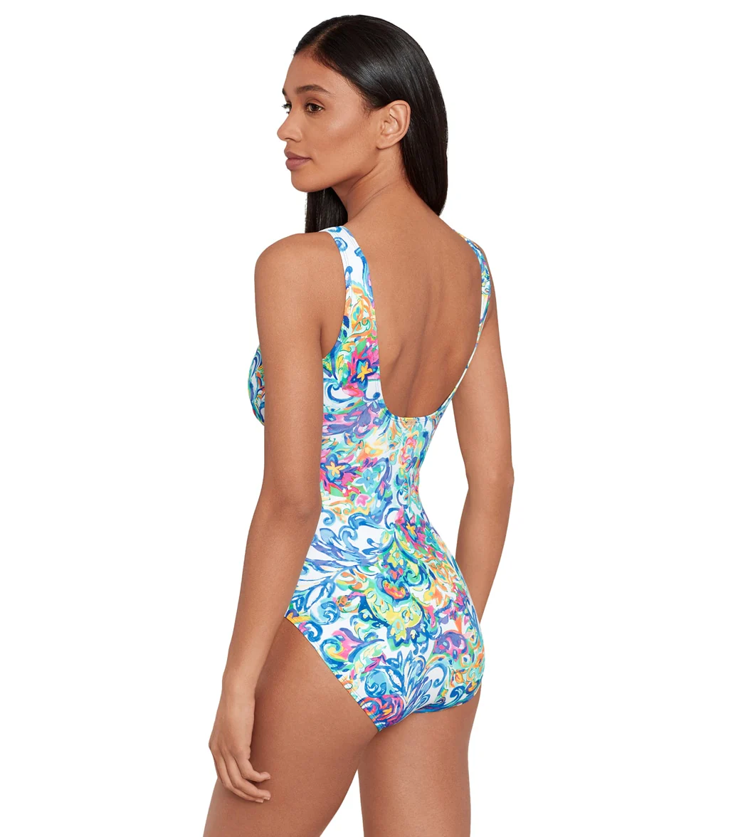 Ralph Lauren Women's Watercolor Paisley Ruffle Surplice One Piece Swimsuit - Image 2