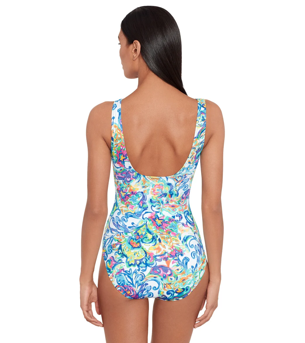 Ralph Lauren Women's Watercolor Paisley Ruffle Surplice One Piece Swimsuit - Image 3