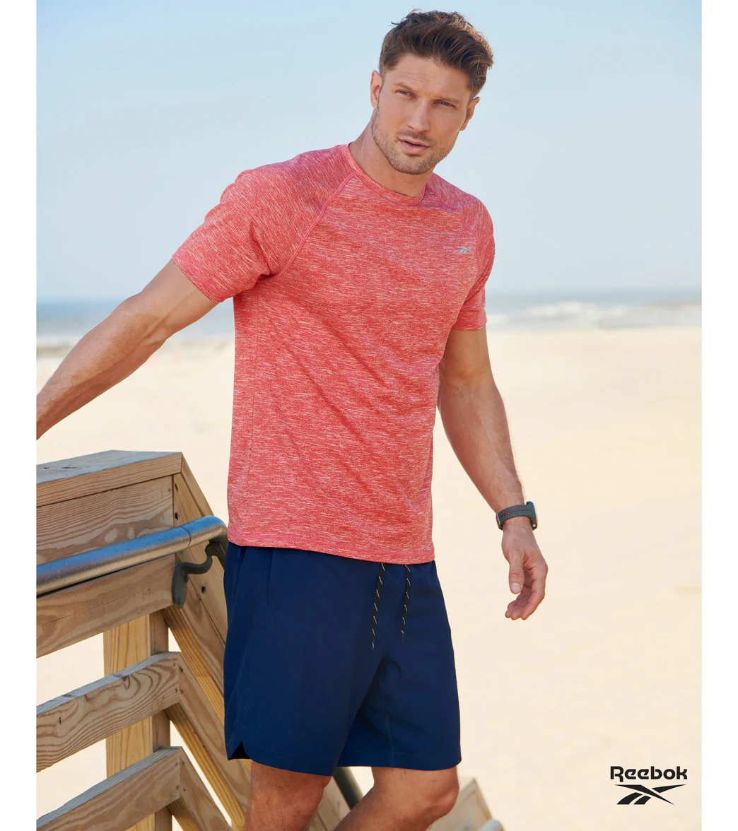 Reebok Men's Heathered Black Raglan Swim Tee - Image 11