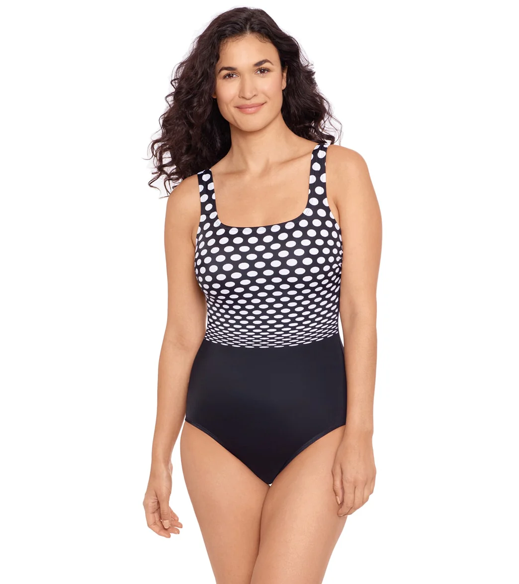 Reebok Women's Covered In Dots Chlorine Resistant One Piece Swimsuit - Image 5